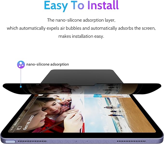 Peslv Privacy Screen Protector for iPad Air 5th/4th Gen & iPad Pro 11, Anti - Image 3