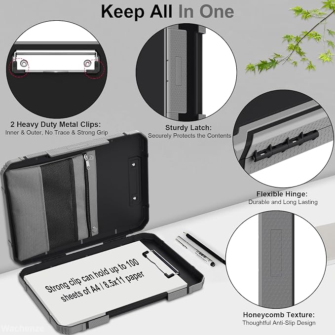 Thicker Clipboard with Storage, Internal Pen Pouch Included, A4 / Letter Size - Image 6
