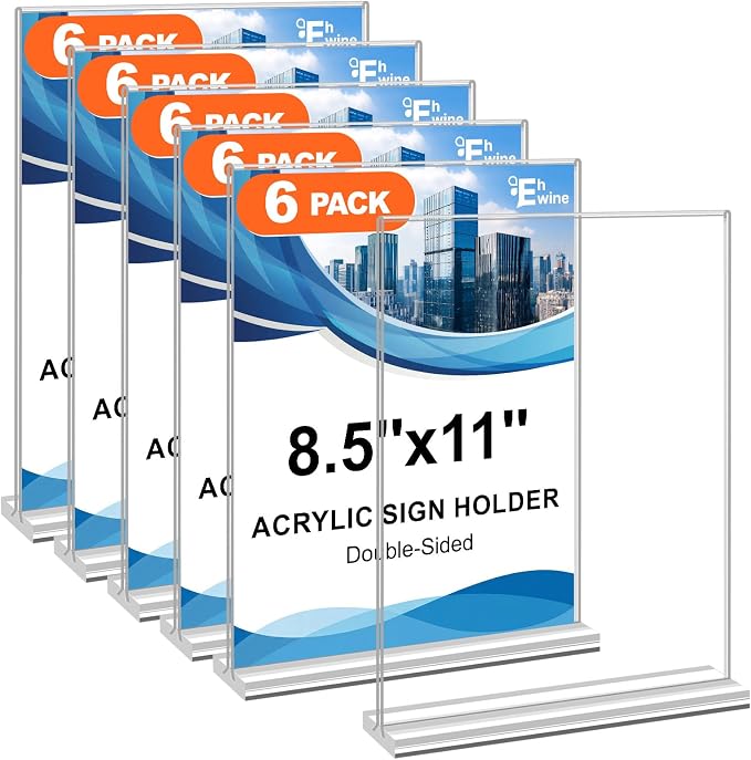 EHWINE 6 Pack Acrylic Sign Holders by EHWINE