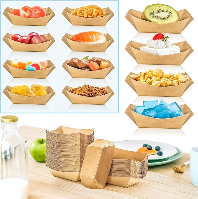 150 Pack 1/4Lb Paper Food Boat Trays Disposable Small Paper Boats Plates - Image 4