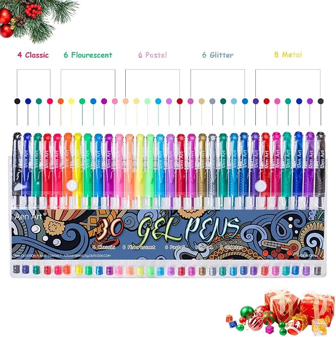 Aen Art Gel Pens for Adult Coloring Books, 30 Colors Fine Point Gel Marker Pen - Image 5