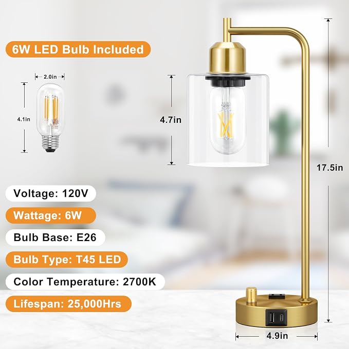 Innqoo Gold Table Lamp for Bedroom - Image 8