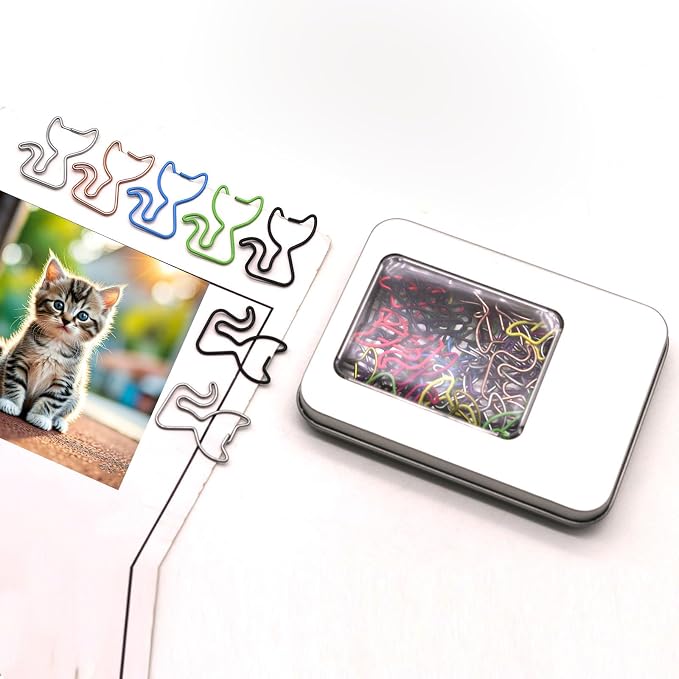 60 Pcs Cat Paper Clips Mixed Color, Cat School Supplies Stationary, Cat Themed - Image 5