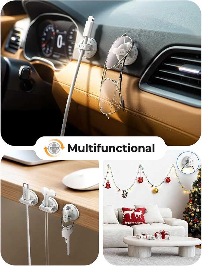 6-Pack Rotatable Cord Holder for Nightstand, LISEN 360°Rotating Magnetic Clips - Image 5