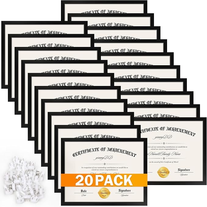 YixangDD 20 Pack Certificate Frames 8.5 x 11, College Diploma Frame by YixangDD
