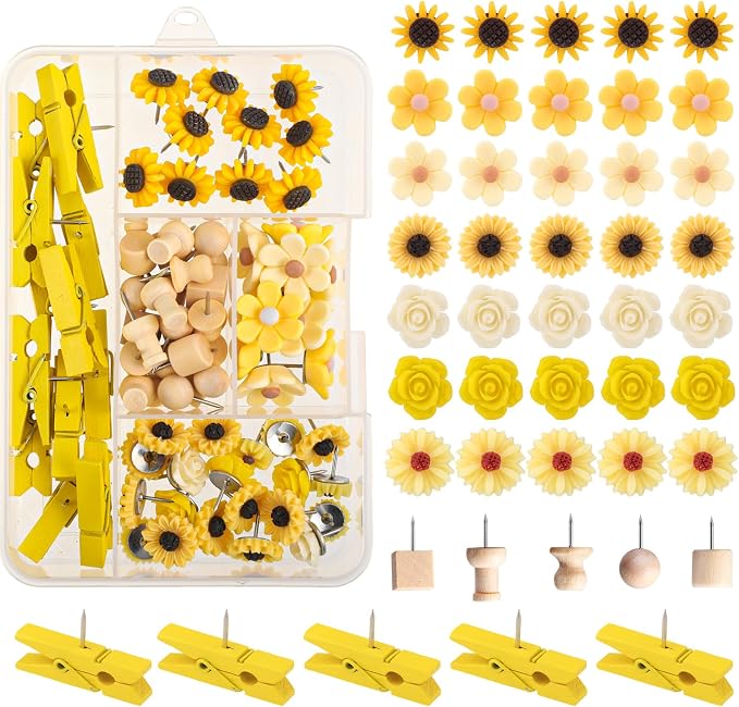 78 Pieces Push Pins Set Cute Thumb Tacks Decorative Flower Push Pins by BESARME