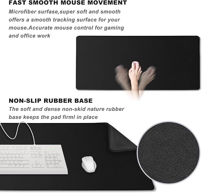 31.5" x 15.7" Waterproof Fabric Desk Pad, Rubber Anti-Slip Base, Stitched Edges - Image 5
