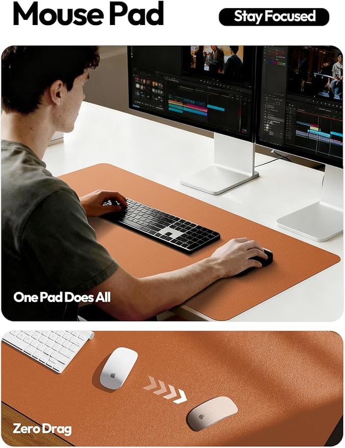YSAGi Desk Pad Protector, Large Mouse Mat, Non-Slip PU Leather Waterproof - Image 4