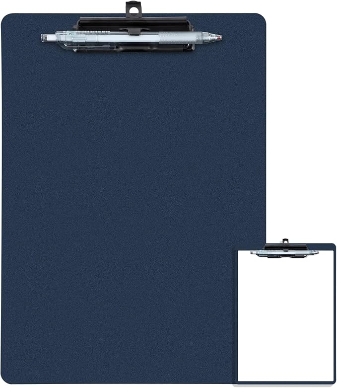 FRETONBA Clipboard with Pen Holder, Plastic Clipboard with Low Profile Metal by FRETONBA