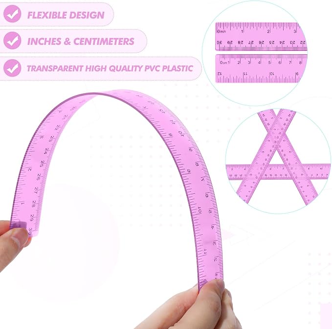 Zonon 2 Pcs 12 Inch Clear Ruler and 6 Inch Plastic Protractor Set, Dual Scale - Image 5
