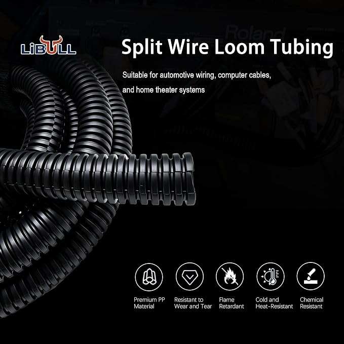 Split Wire Loom Tubing, 25FT 1/2Inch Heat Resistance Wire Protector | Cable - Image 2