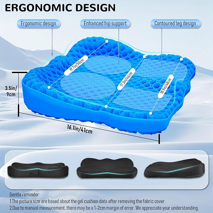 Cooling Gel Seat Cushion, Thickened Big Breathable Honeycomb Design Absorbs - Image 2