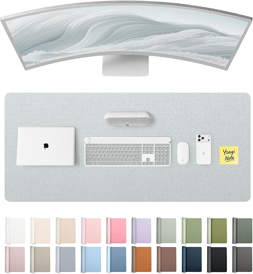 YSAGi Leather Desk Pad Protector, Office Desk Mat, Large Mouse Pad, Non-Slip PU by YSAGi
