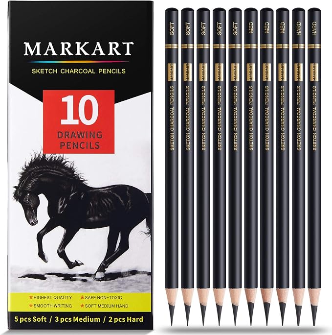 MARKART Professional Charcoal Pencils Drawing Set by MARTCOLOR