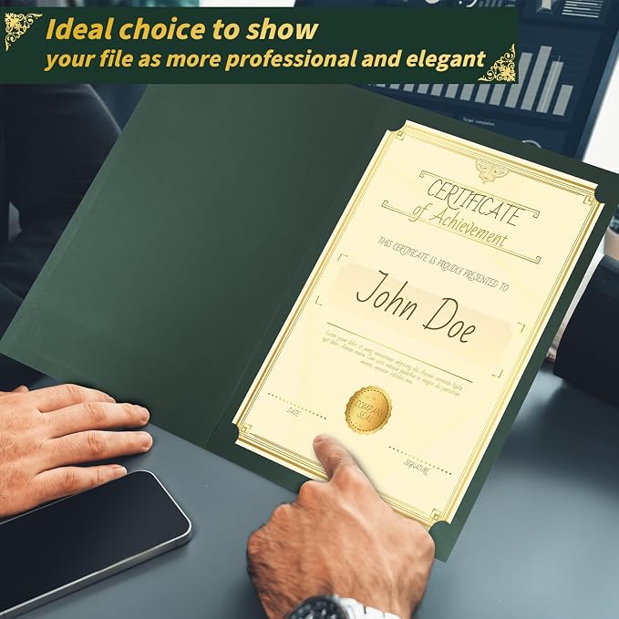 150 Pcs Certificate Holders Bulk, Hunter Green Diploma Covers Gold Foil Border - Image 5