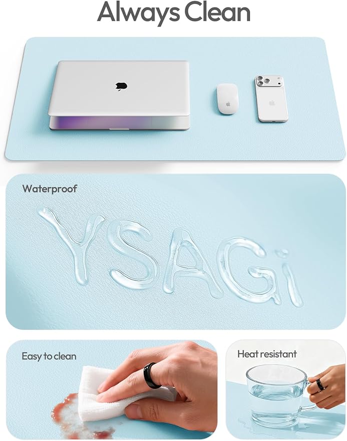 YSAGi Leather Desk Protector, Office Mat, Large Mouse Mat, Non-Slip PU Leather - Image 7