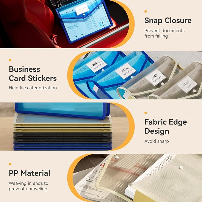 ABC life 6-Pack Plastic Expanding File Folders, Translucent Plastic Envelopes - Image 4