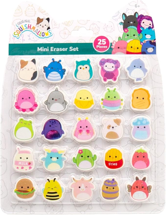 Original Squishmallows Mini Eraser Set, 25 Small Squishmallows Erasers by HorizonGroupUSA