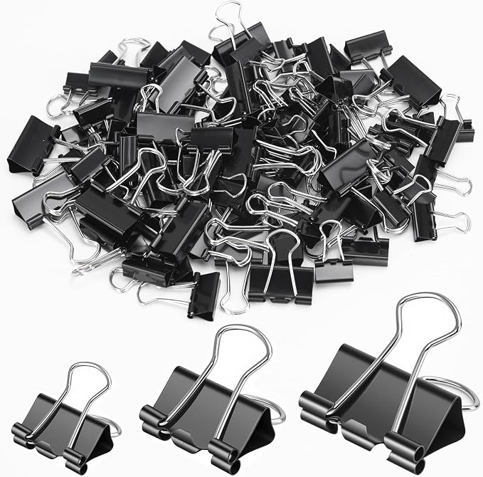 OWLKELA 200 Pcs Black Binder Clips, Paper Clamps, Paper Binder Clip, Metal by OWLKELA