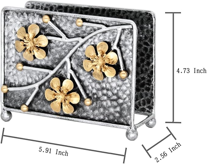 OwlGift Sakura Napkin Holder, Cherry Blossom Design Metal Freestanding Tissue - Image 5