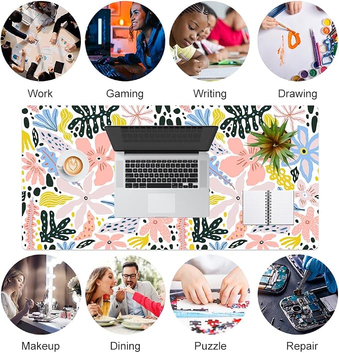 QiyI Floral Large Mouse Pad, Cute Desk Mat - Image 7