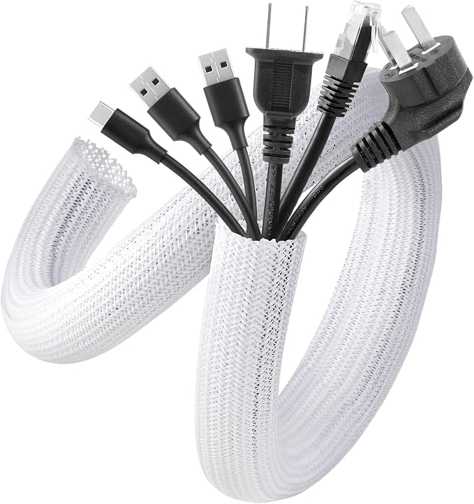 AGPTEK White Cable Sleeve, 2 Pack 5ft by AGPTEK