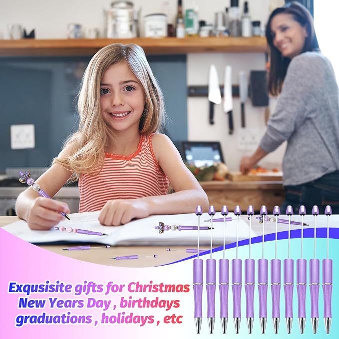 300 Pieces DIY Beadable Pen Kit – 100 Plastic Ballpoint Pens - Image 4