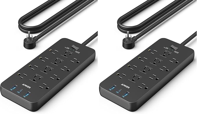 Anker Power Strip with 3 USB Ports, Surge Protector, 12 Outlets, 2 USB-A Ports by Unknown