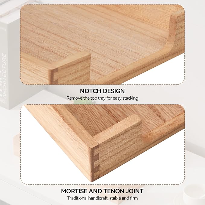 KIRIGEN Wood Letter Tray, Single-Tier Front-Load Desktop Paper Organizer - Image 3