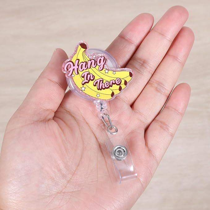 Hang in There Funny Banana Nurse Badge Reel, Cute Retractable ID Pediatric - Image 4
