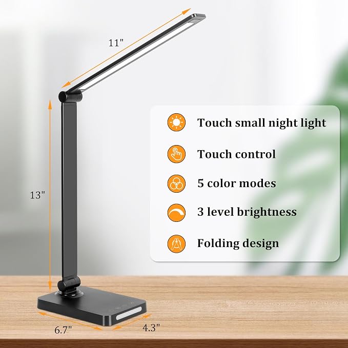 LED Desk Lamp with USB Ports, Touch Desk Lamps - Image 3