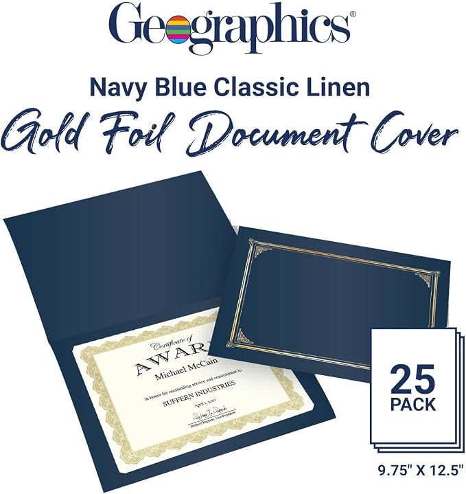 Geographics Classic Linen Certificate/Document Covers, 12.5” x 9.75” - Image 2