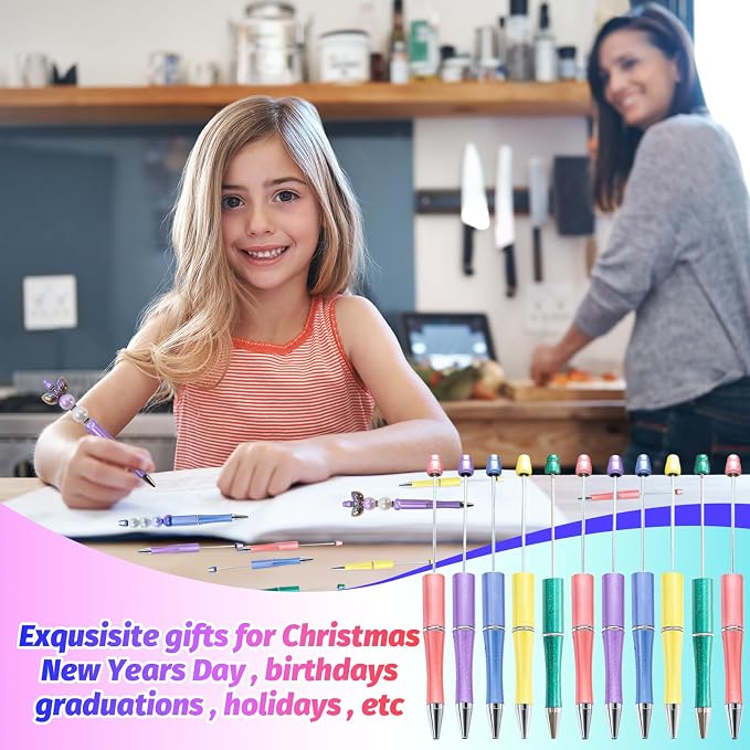 300 Pieces DIY Beadable Pen Kit – 100 Plastic Ballpoint Pens - Image 4