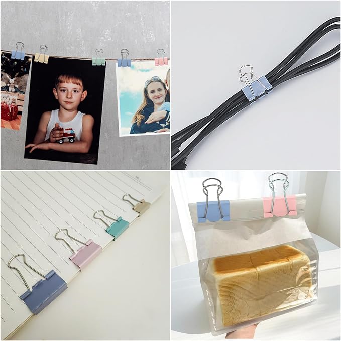 106 Pcs Black Binder Clips Paper Clamps Kit Assorted Sizes Large, Small，X Small - Image 6