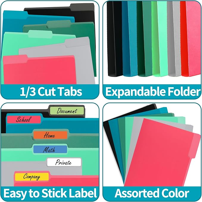 100 Packs Paper File Folder, 1/3-Cut Tabs, 8.5x11 Inch Manilla File Folders - Image 4