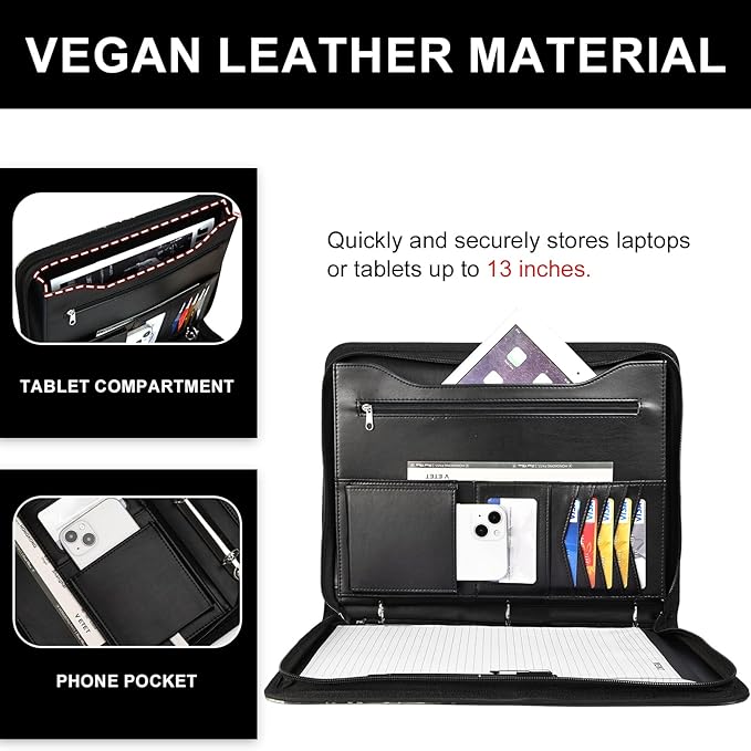 Leathario Portfolio Binder, Includes 5 Folder Index Dividers and 3 Notepads - Image 4