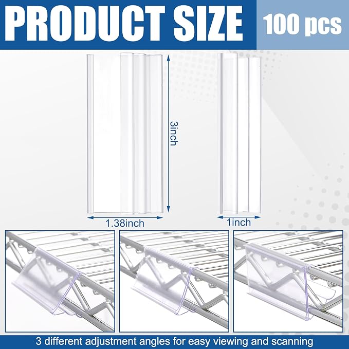 Kathfly 100 Pack Wire Shelf Label Holders Shelf Cable Tags - Image 2