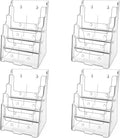 MaxGear 4 Tier Brochure Holder, 8.5 x 11, Removable Divider, 4 Pack | Clear by MaxGear