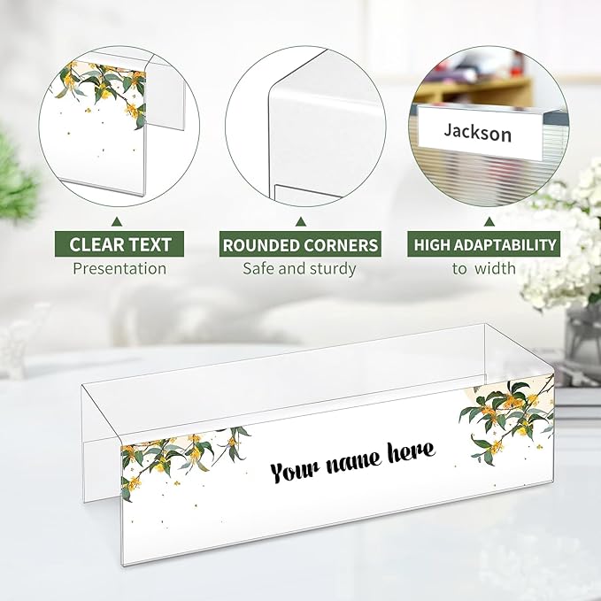 20 Pieces 2.25 Inch Cubicle Name Plate Holders Cubicle Name Tags Clear Cubicle - Image 3