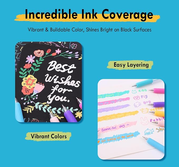 XIAPN Acrylic Gel Pens, 12 Maillard & Variegated Black Colors | 0.7mm Tip - Image 5