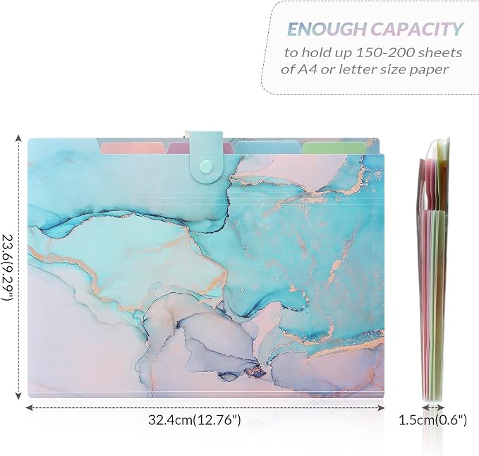 SKYDUE 5 Pockets Expanding File Folder, File Folders, Cute Accordion File - Image 4