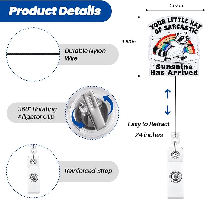 Your Little Ray of Sarcastic Sunshine Has Arrived Funny Nurse Badge Reel - Image 2