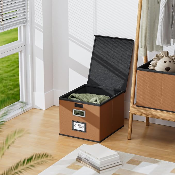 Faux Leather File Organizer Box - Image 5