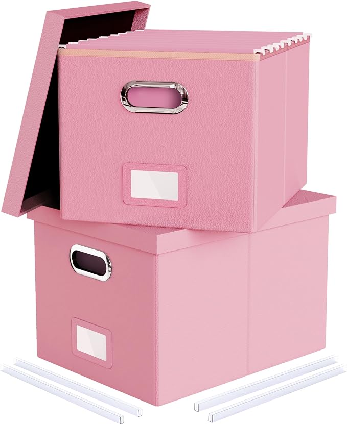 Oterri 2 Pack File Storage Organizer Box, Filing Box, Portable File Box by Oterri