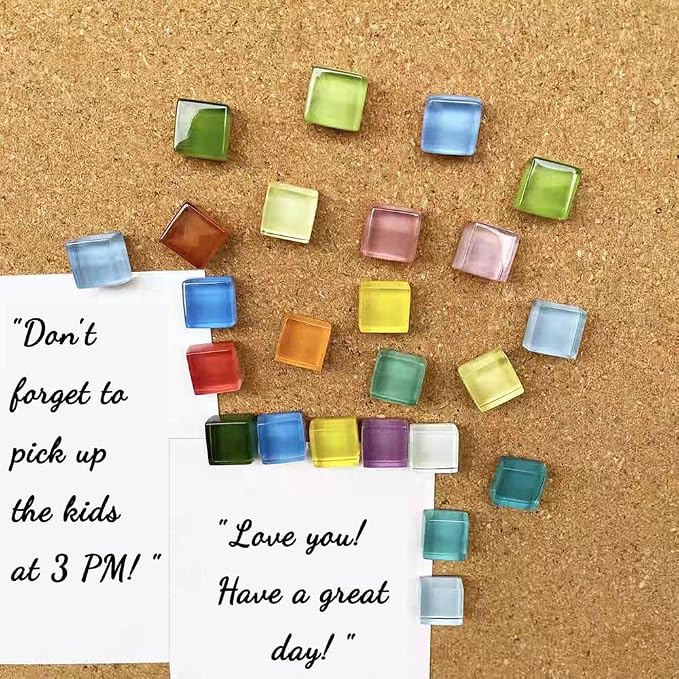 24pcs Decorative Push Pins Glass Square Multicolored Thumbtacks Thumb Tacks - Image 3