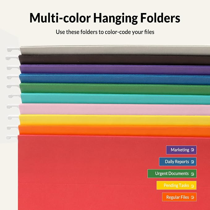 SUNEE Hanging File Folders, 50 Pack Letter Size Hanging File Folders - Image 4