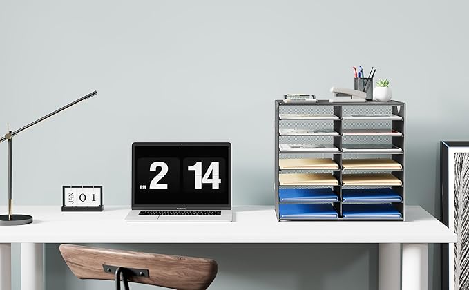 EasyPAG Paper Trays for Classroom 14 Tier Mesh Desk Organizer Shelves - Image 6