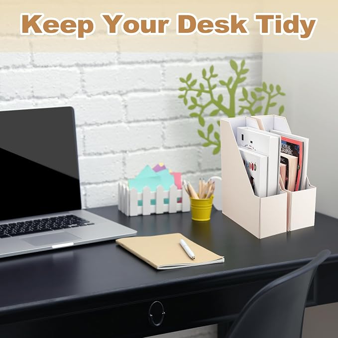 Feifeiya Magazine File Holder Set of 6 Stylish Sturdy Cardboard File Boxes Desk - Image 6