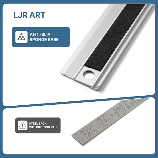 12 Inch Aluminum Cutting Ruler, Dual Scale Inch/Metric Measuring Tool - Image 5