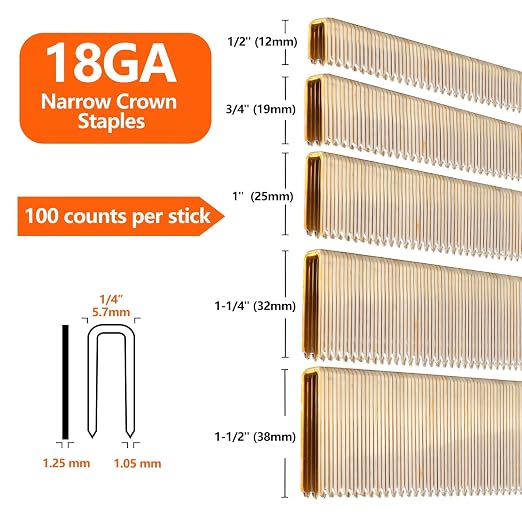 1000-Count 1-1/2 Inch Length, 18 Gauge 1/4 Inch Narrow Crown Staples, Heavy - Image 2